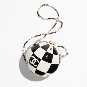 CHANEL Black & White Checkerboard Sphere Crossbody
